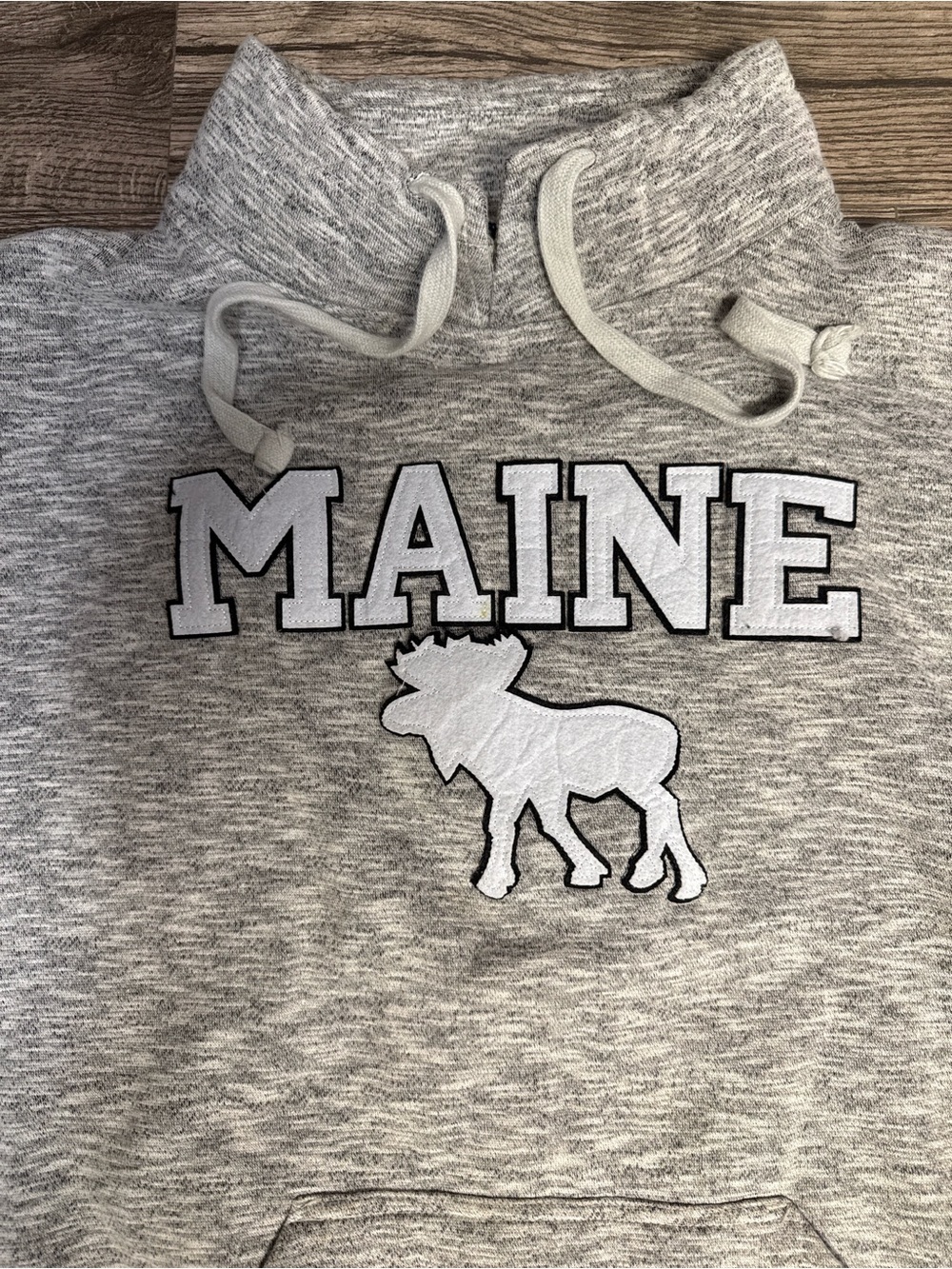Harrisburg Trading Co Gray MAINE Moose Hoodie Pullover Cozy Cowl Neck 2XL - Picture 4 of 6